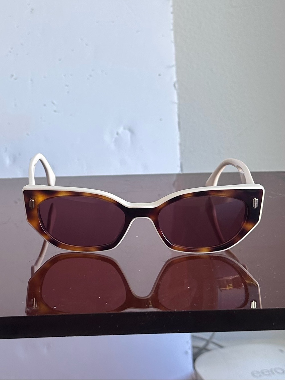 Fendi White Frame Sunglasses with Brown Lenses